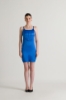 Picture of Sleeveless Satin Blue Midi Dress