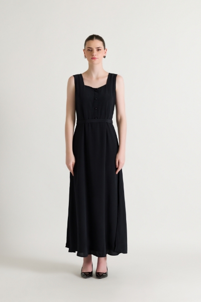Picture of Straight Flowing Black Maxi Dress